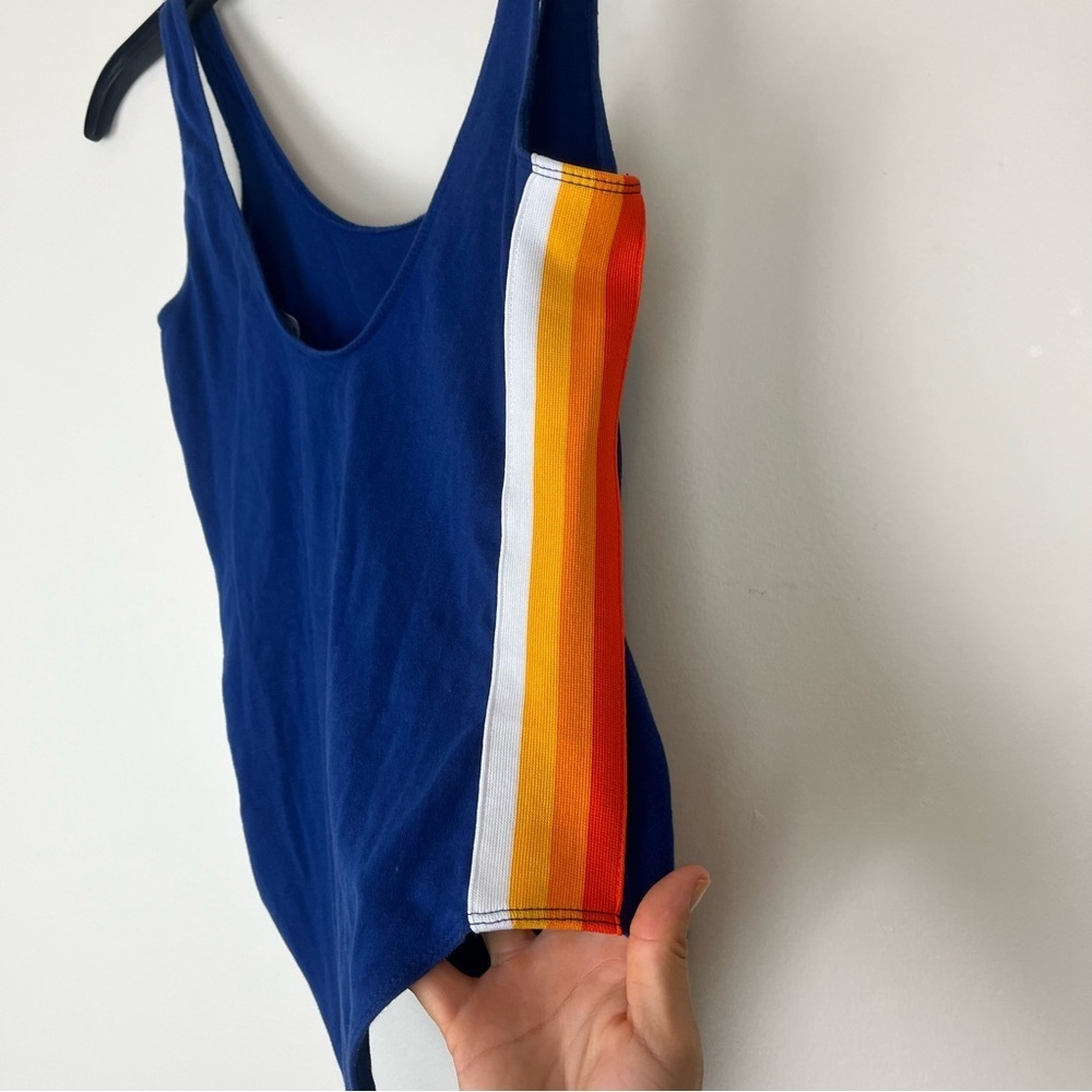 WILSON x F21 Retro Rainbow Racing Stripe Bodysuit Size Small - Picture 3 of 6